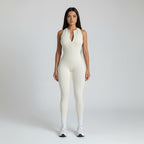 Bondilane — Women's Workout Jumpsuit Backless Zip Front Sleeveless Bodysuit