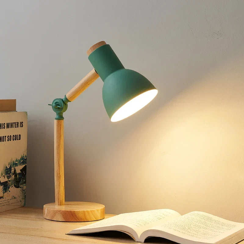 Bondilane — Wood Desk Lamp Adjustable Nordic Wooden Bedside Table Light