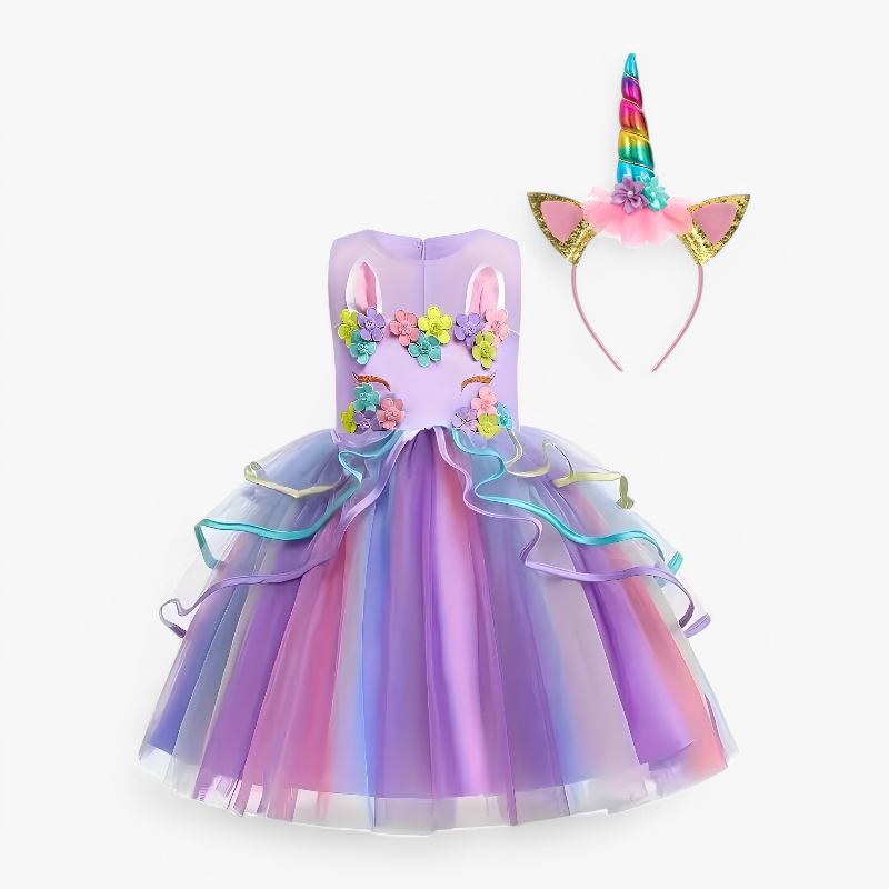 Girls Tulle Unicorn Princess Dress - Image 2