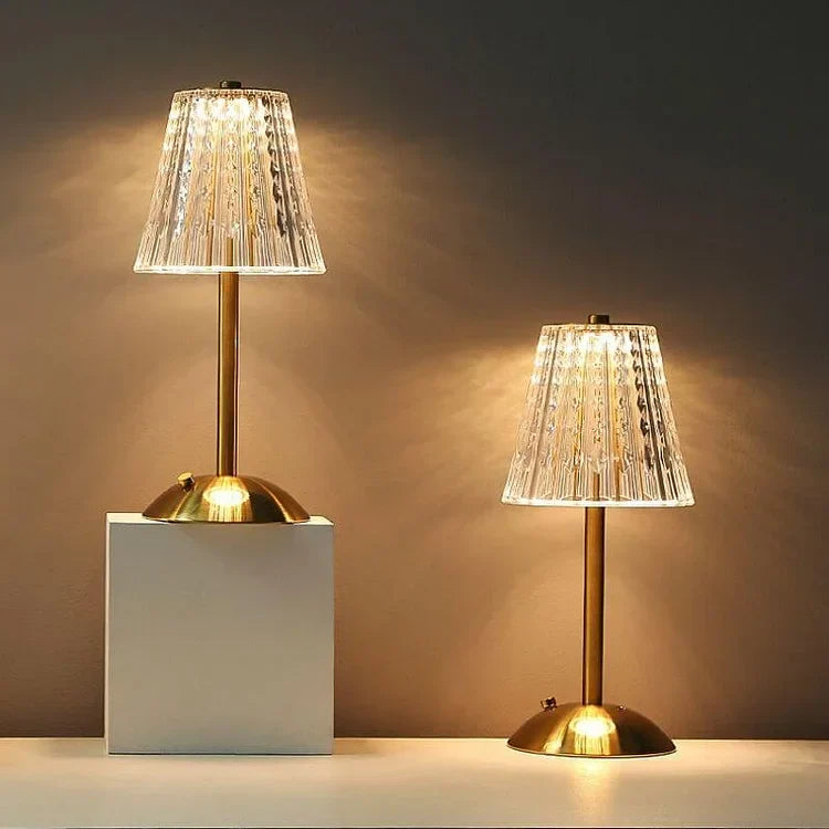 Golden Crystal Glass Table Lamp in Decorative Design with Sparkling Shade