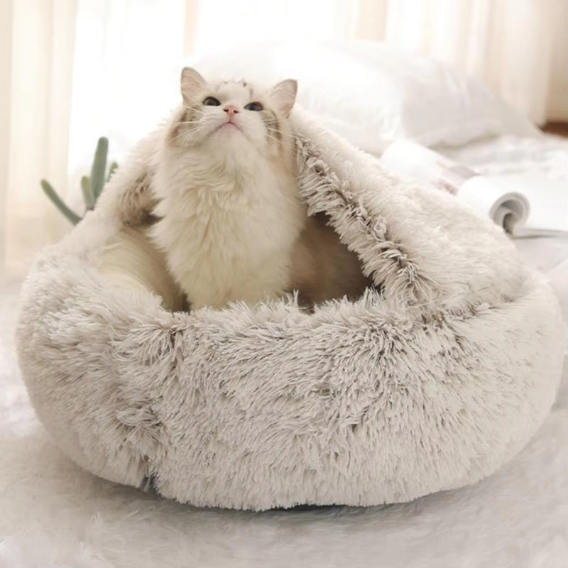 Calming Dog Beds with Enclosed Cave Design