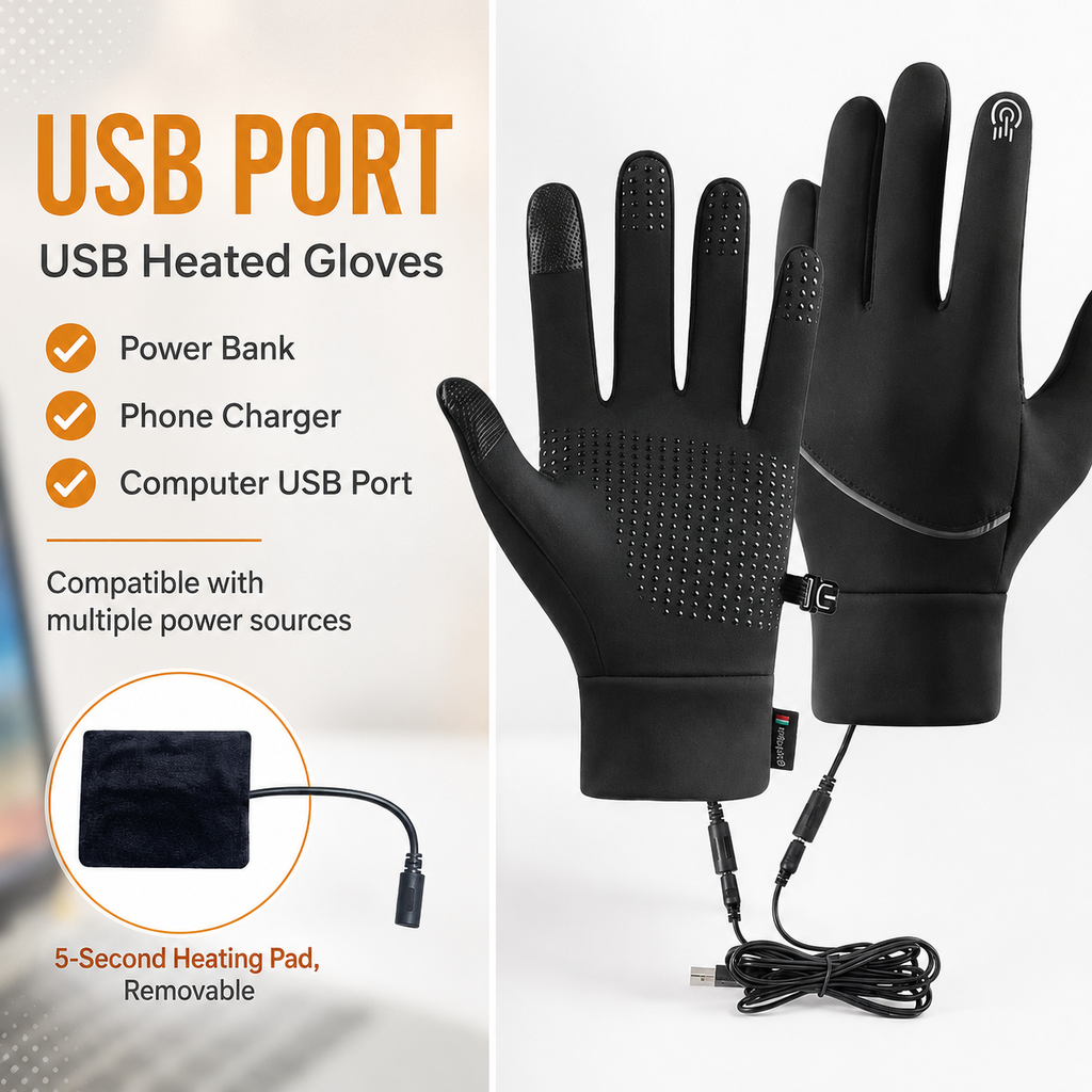 USB Heated Winter Gloves for Cycling and Outdoor Use