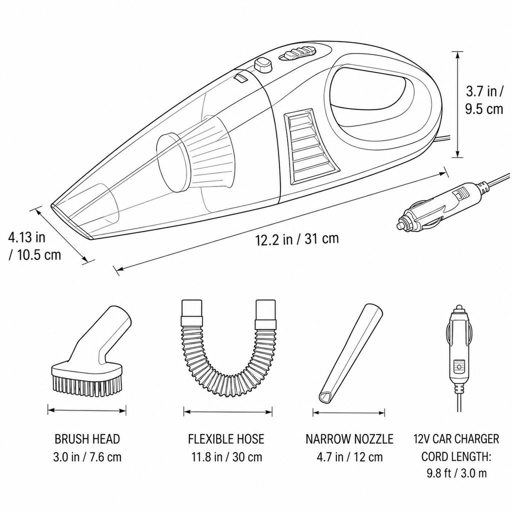 12V Portable Car Vacuum Cleaner with Strong Suction