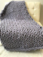 Chunky Knit Throw Blanket Textured Warm Home Accent