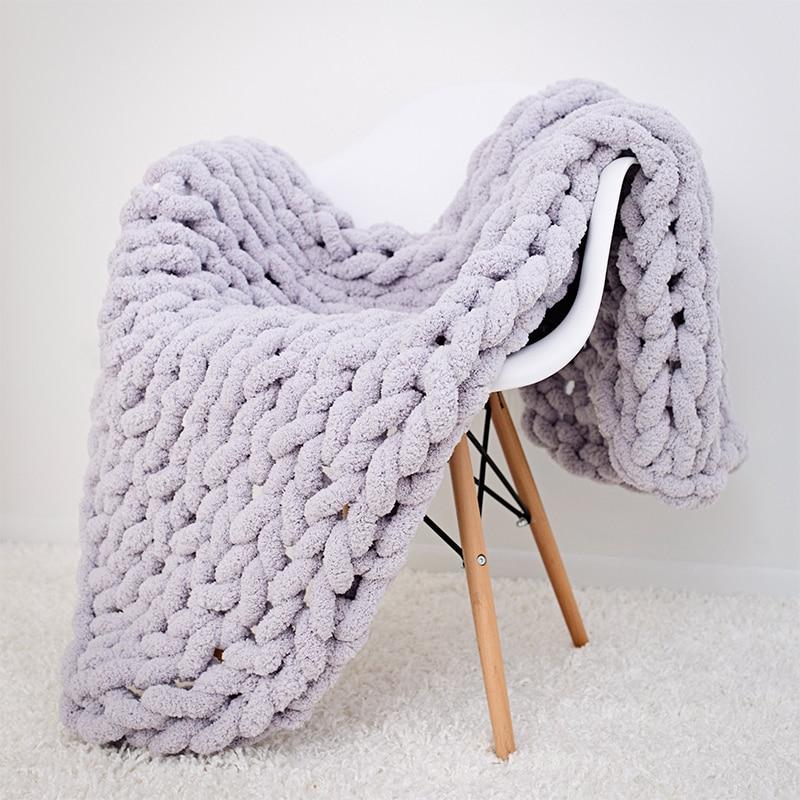 Chunky Knit Throw Blanket Textured Warm Home Accent
