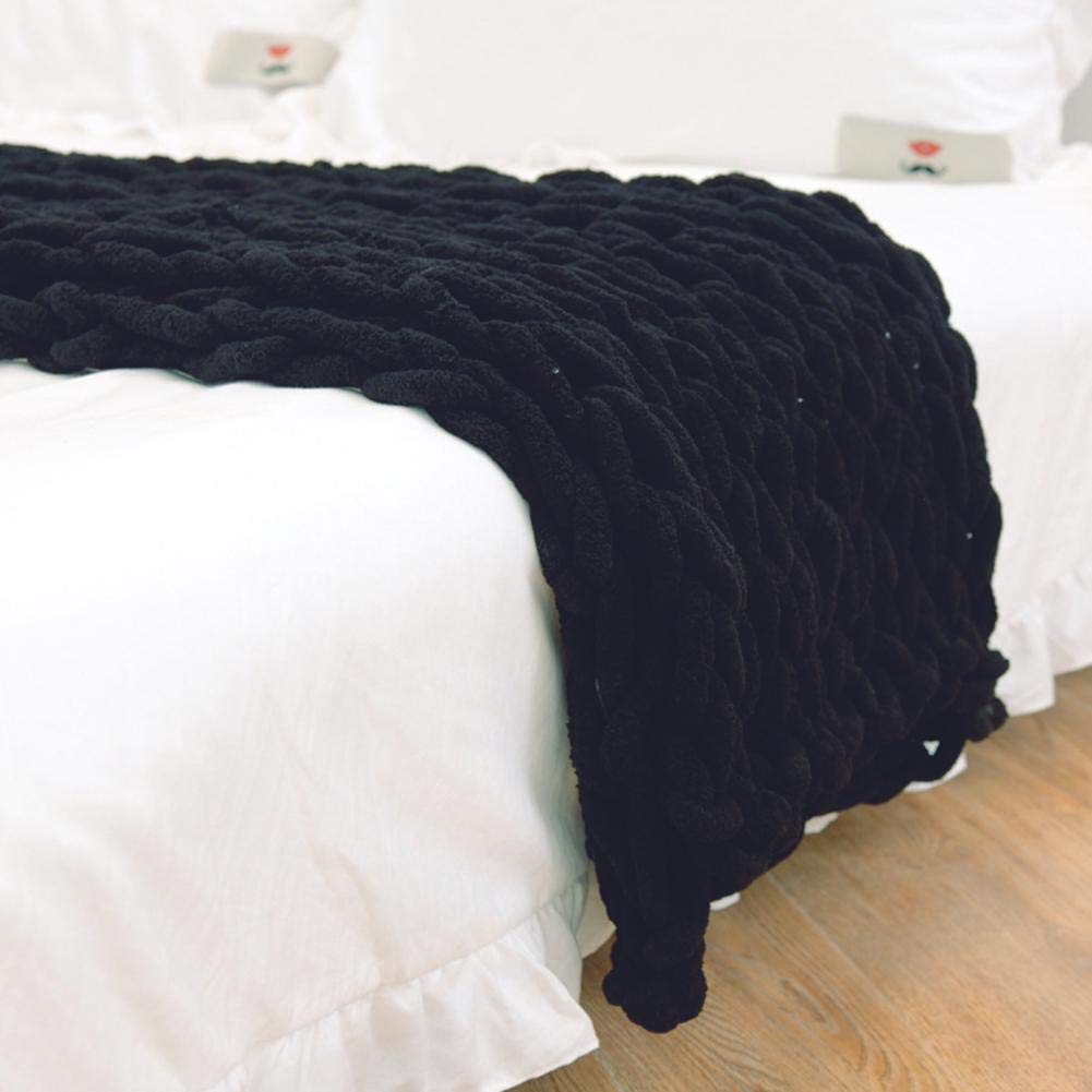 Chunky Knit Throw Blanket Textured Warm Home Accent