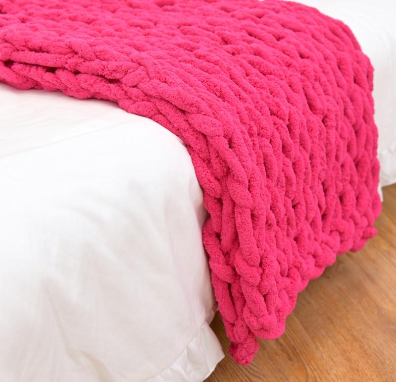 Chunky Knit Throw Blanket Textured Warm Home Accent