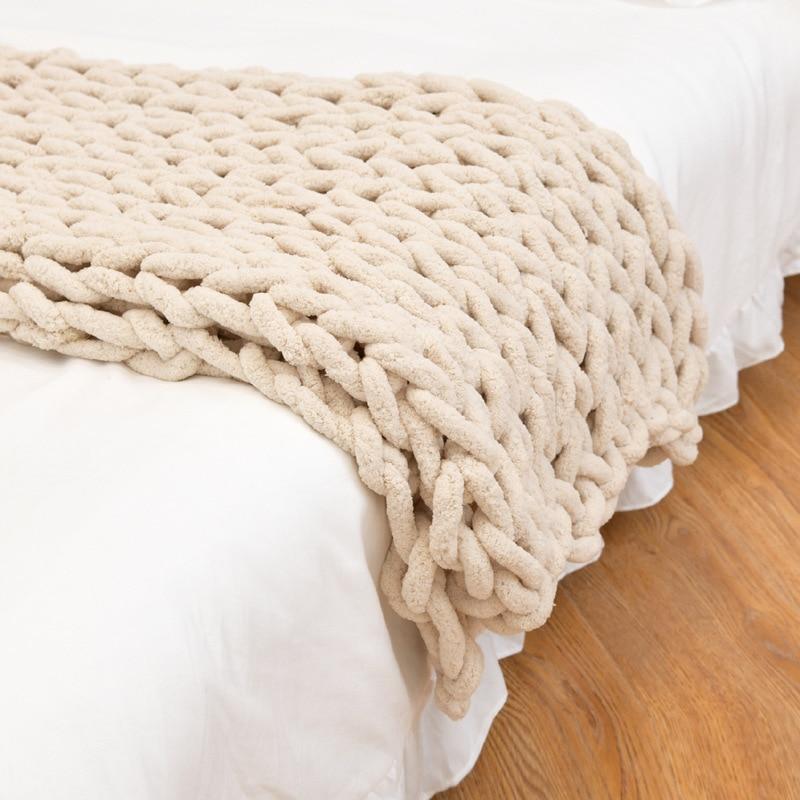 Chunky Knit Throw Blanket Textured Warm Home Accent