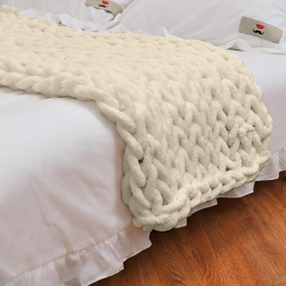 Chunky Knit Throw Blanket Textured Warm Home Accent
