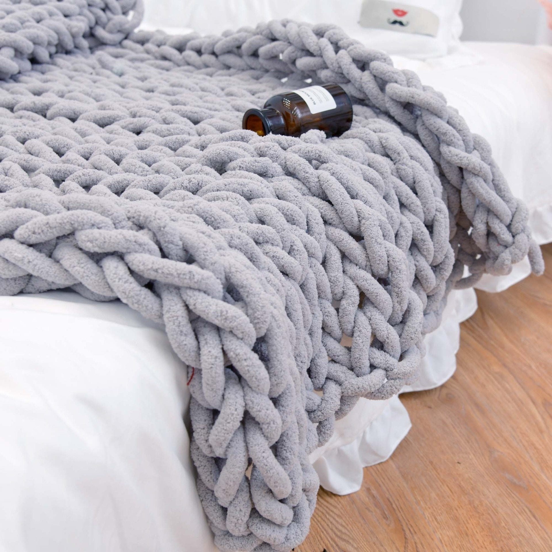 Chunky Knit Throw Blanket Textured Warm Home Accent