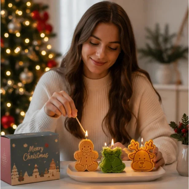 4 Piece Christmas Shaped Wax Candle Set Scented - Image 13