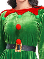 Women 6 Piece Velvet Christmas Elf Costume Set - Image 10