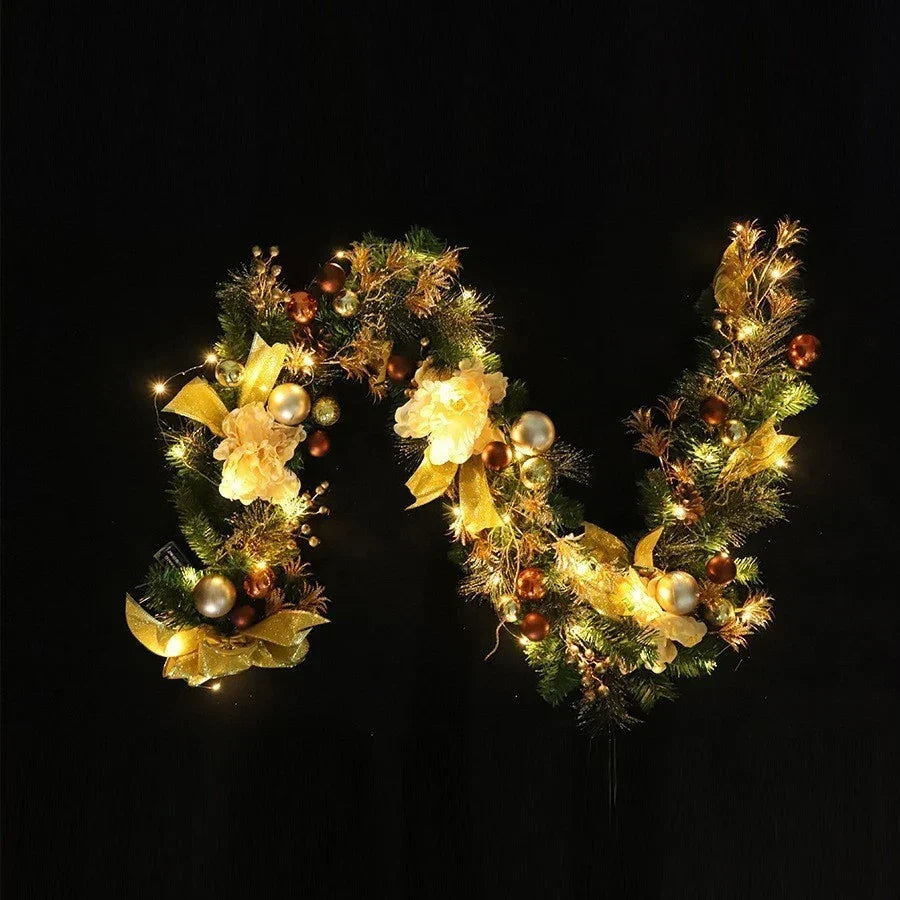 Decorated Artificial Pine Christmas Garland Mesh Ribbon - Image 12