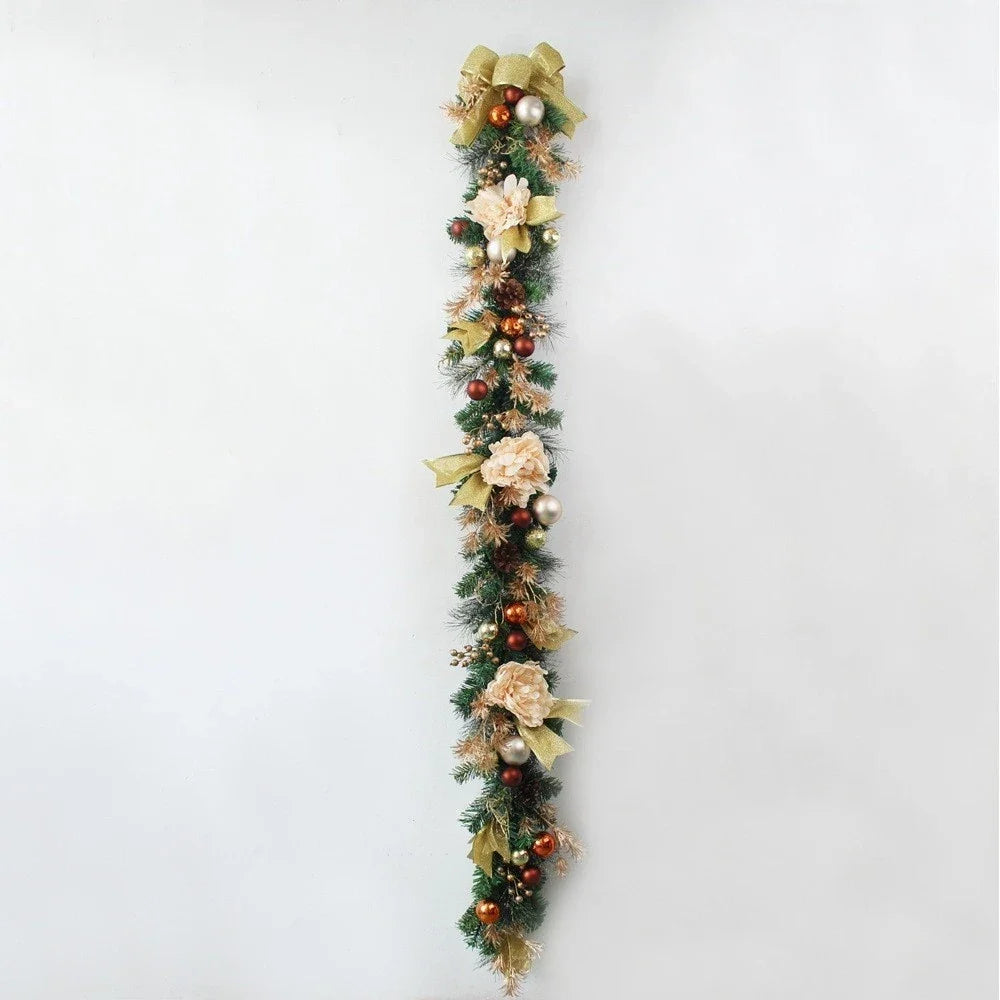 Decorated Artificial Pine Christmas Garland Mesh Ribbon - Image 13