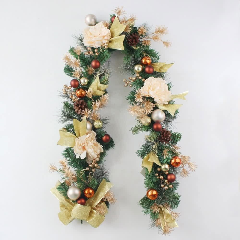 Decorated Artificial Pine Christmas Garland Mesh Ribbon - Image 6