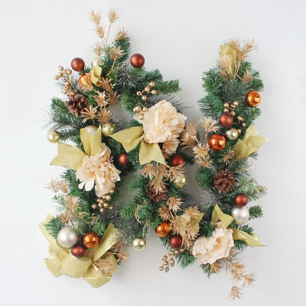 Decorated Artificial Pine Christmas Garland Mesh Ribbon - Image 7