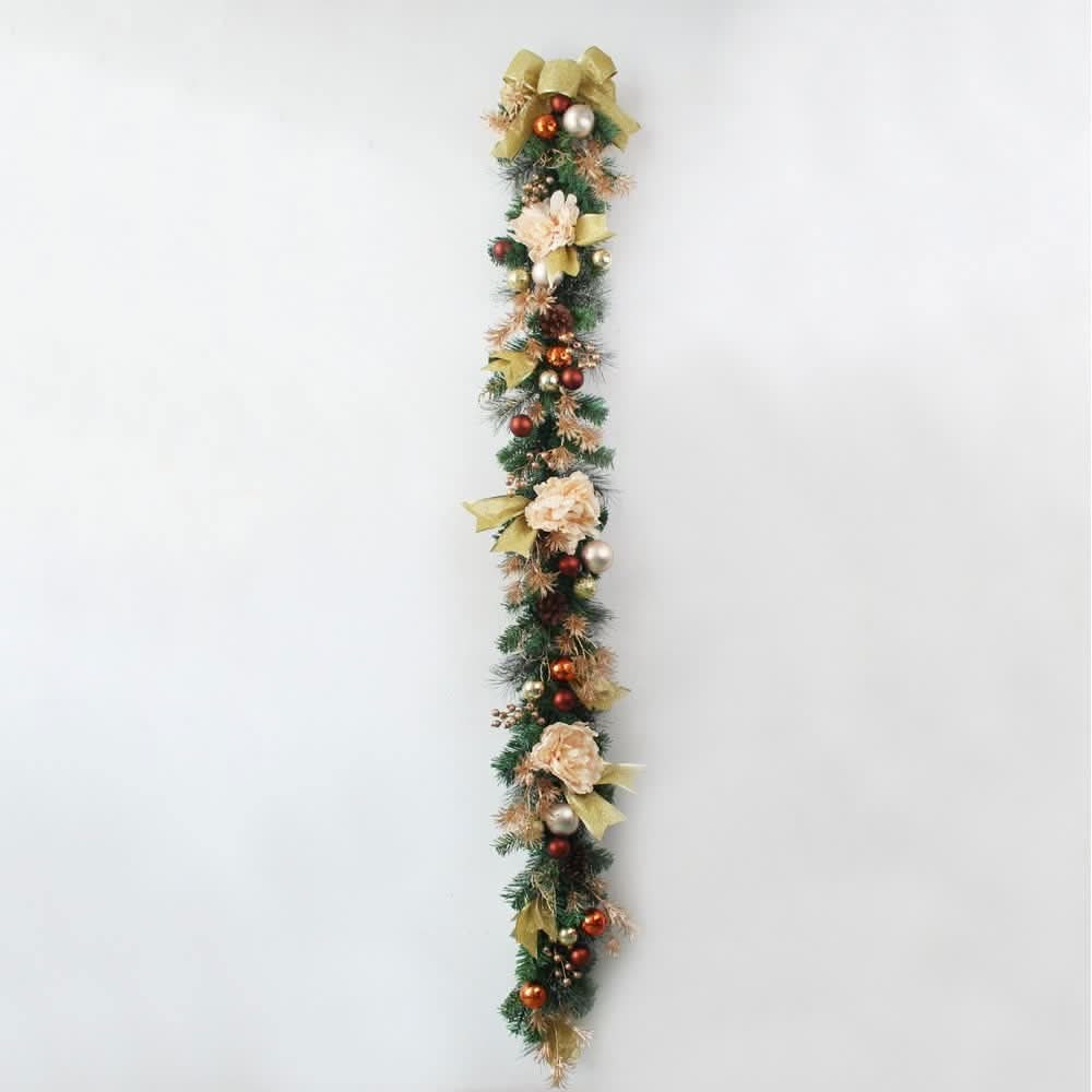 Decorated Artificial Pine Christmas Garland Mesh Ribbon - Image 9