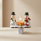 Snowman Campfire Plug In Night Light Flickering Flame Bulb
