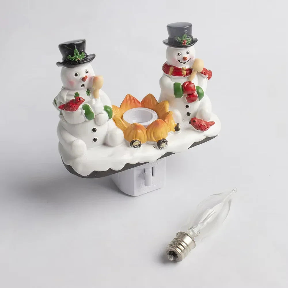 Snowman Campfire Plug In Night Light Flickering Flame Bulb - Image 5