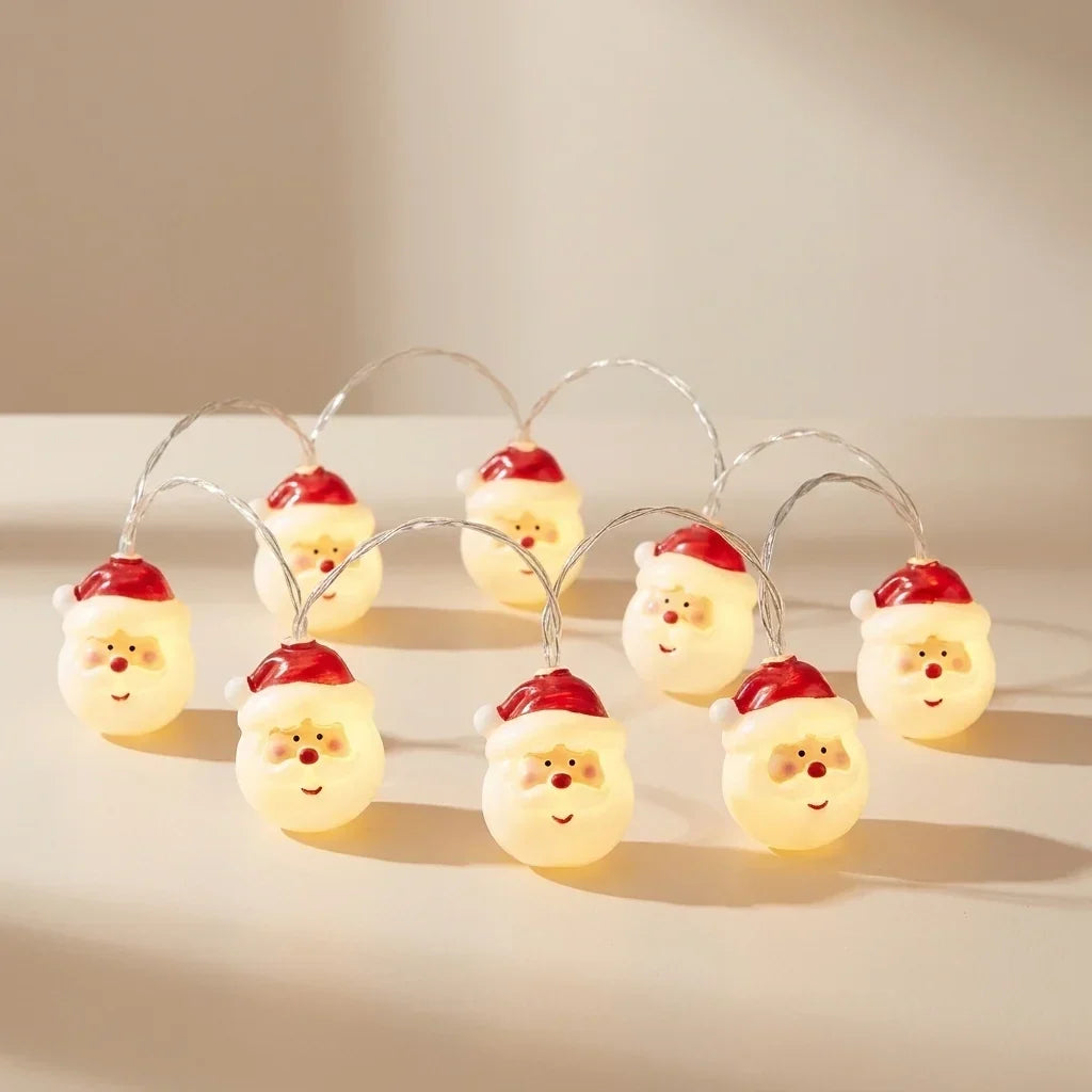 20 Santa Head LED Christmas String Lights Battery Operated