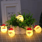 20 Santa Head LED Christmas String Lights Battery Operated - Image 2