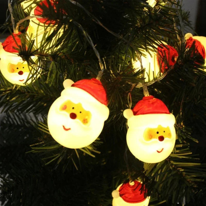 20 Santa Head LED Christmas String Lights Battery Operated - Image 3
