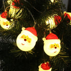 20 Santa Head LED Christmas String Lights Battery Operated - Image 3