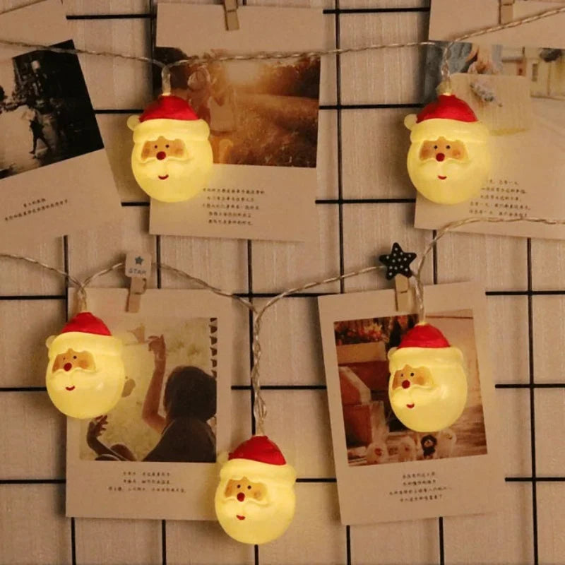20 Santa Head LED Christmas String Lights Battery Operated - Image 4