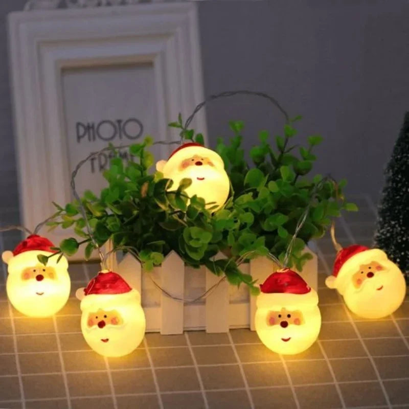 20 Santa Head LED Christmas String Lights Battery Operated - Image 5