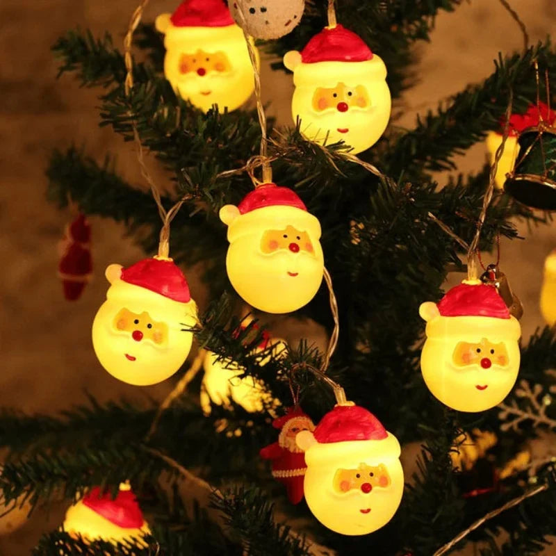 20 Santa Head LED Christmas String Lights Battery Operated - Image 8