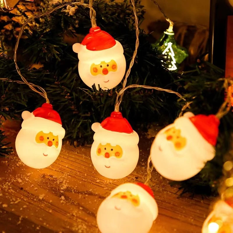 20 Santa Head LED Christmas String Lights Battery Operated - Image 9