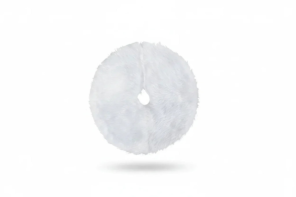 Round Plush Faux Fur Mini Christmas Tree Skirt - Image 3