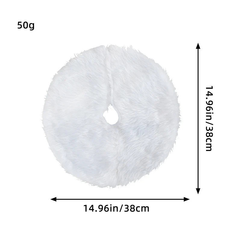 Round Plush Faux Fur Mini Christmas Tree Skirt - Image 5