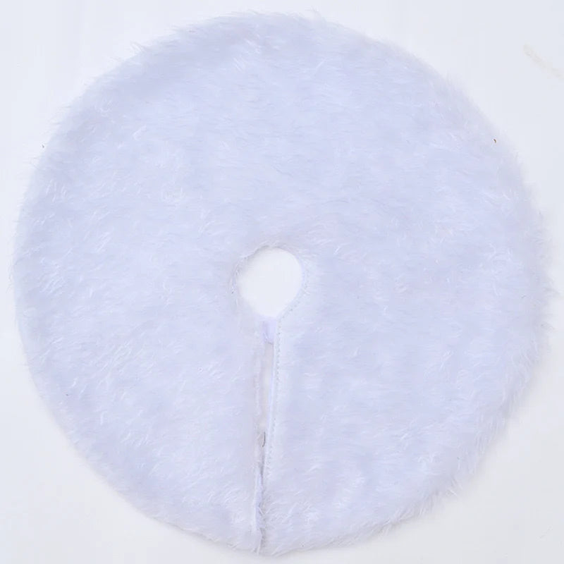Round Plush Faux Fur Mini Christmas Tree Skirt - Image 6