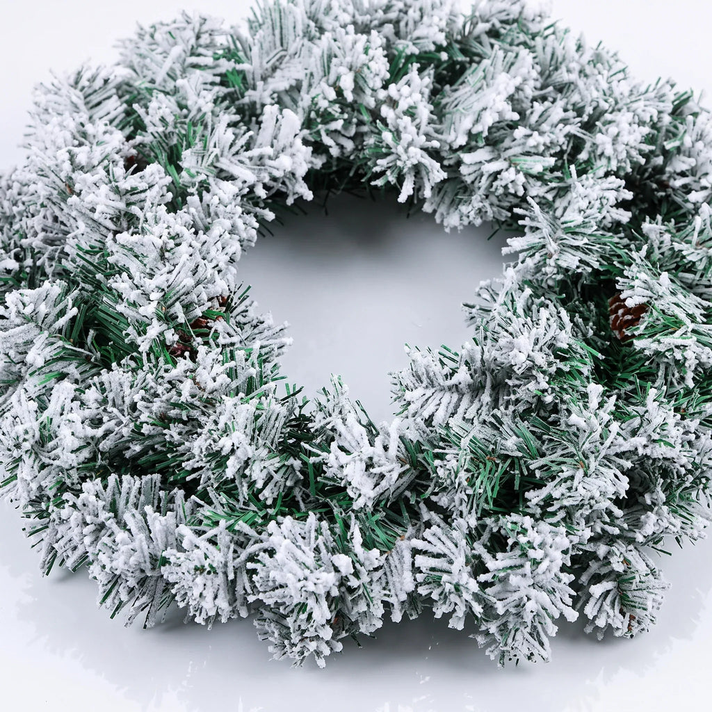 Artificial Pine Christmas Wreath Snow Flocked - Image 2