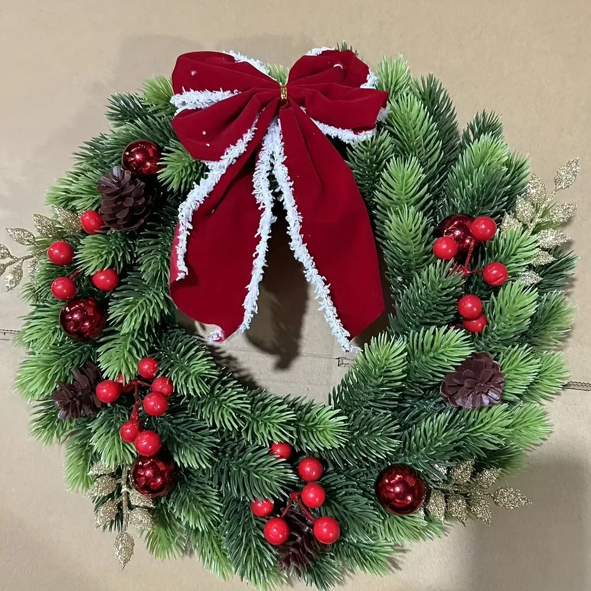 Artificial Pine Christmas Wreath Fairy Lights - Image 2