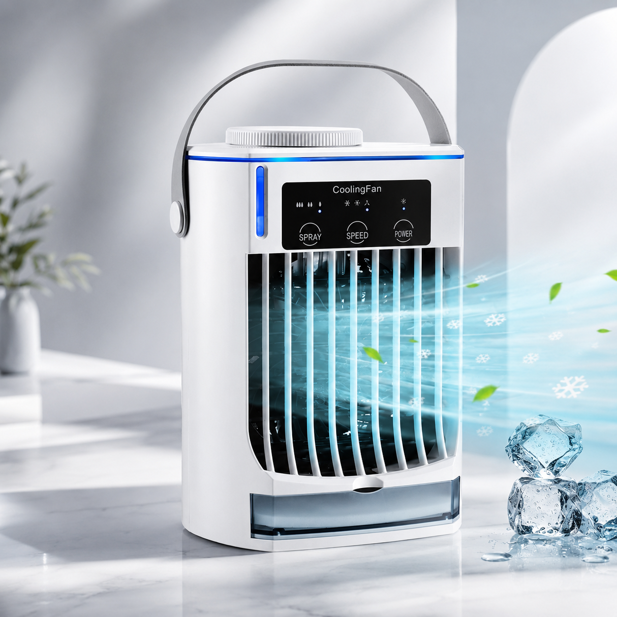 Portable Air Cooler USB Desk Fan Mist Humidifier Personal Bladeless