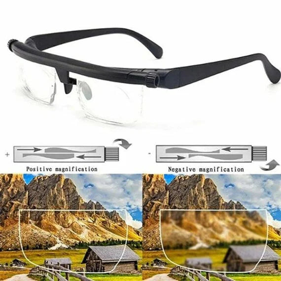 Adjustable Vision Glasses Dial-Focus Eyewear for Near & Distance Use