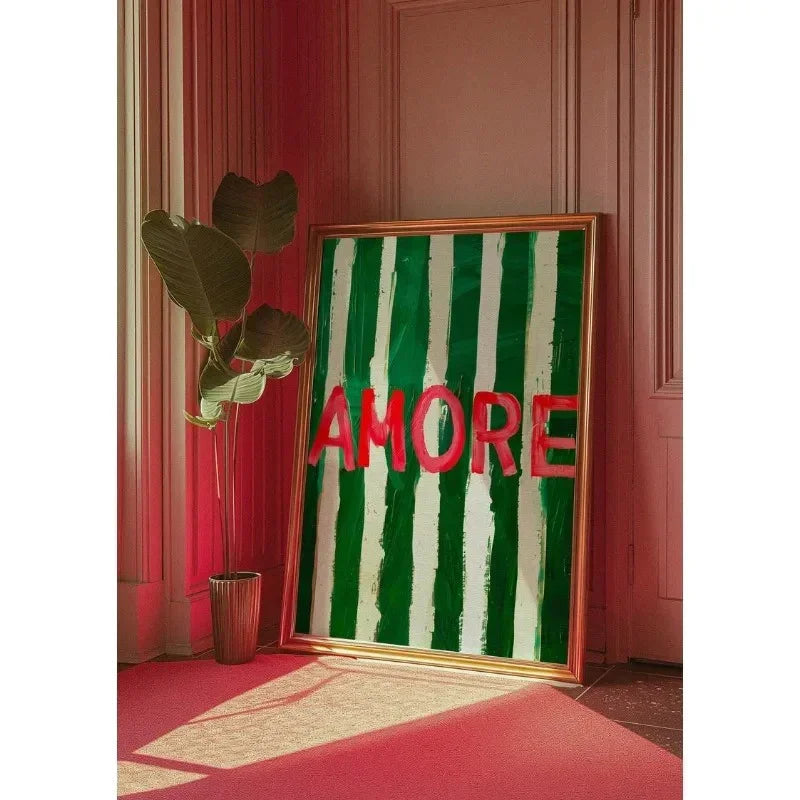 Psychedelic Green Stripe Wall Art Décor