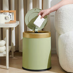 Luxury Bathroom Trash Can Oval Press Top Waste Bin Gold Lid
