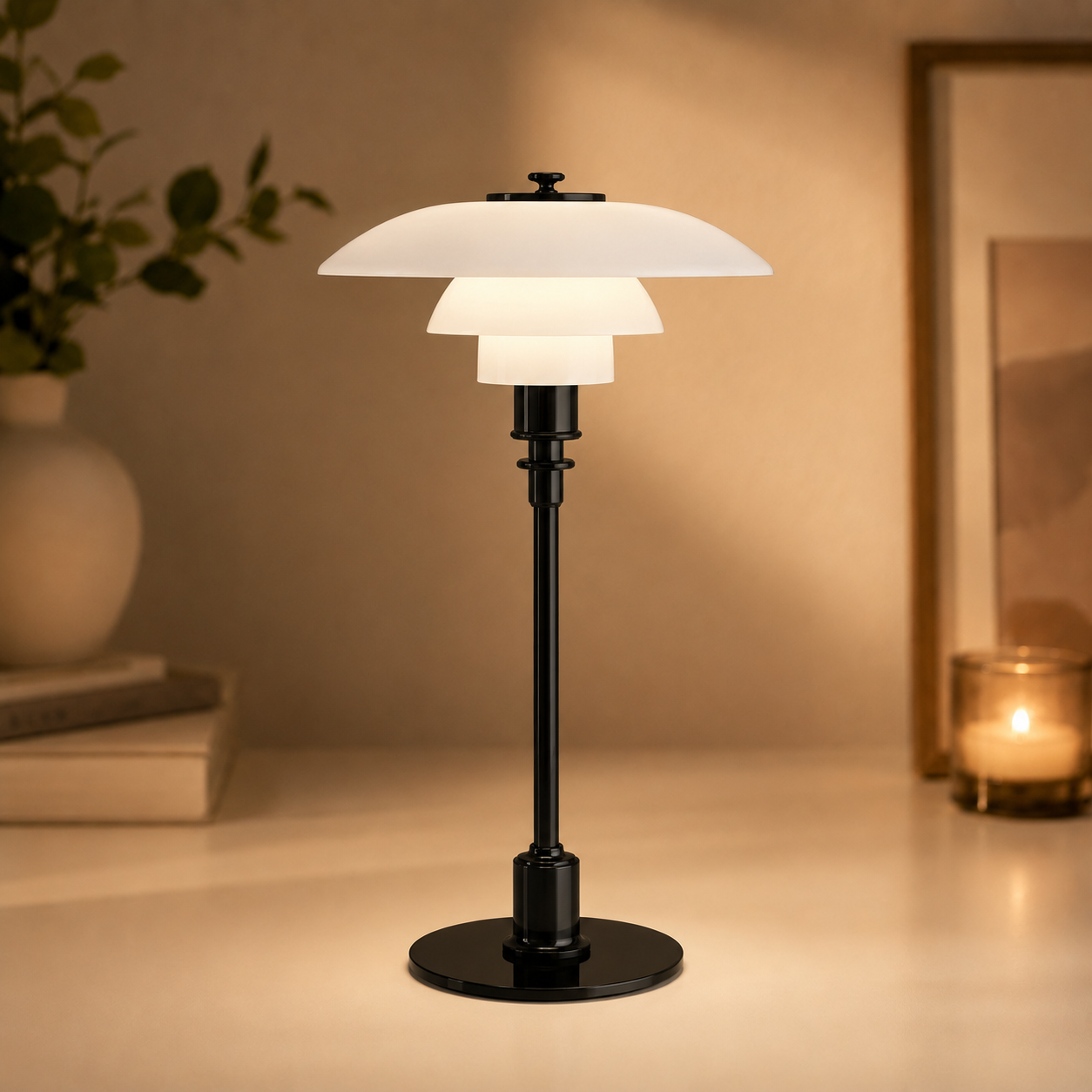 Scandinavian Bedside Table Lamp with Minimalist Glass Shade