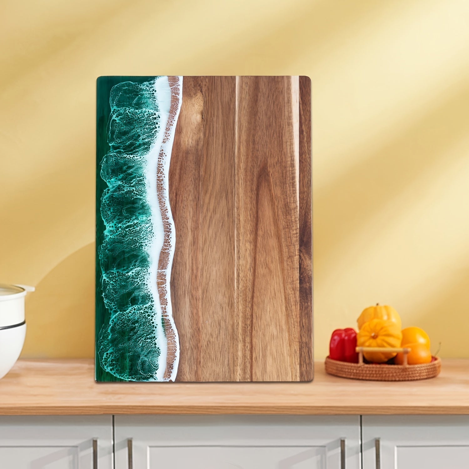 Acacia Wood Cutting Board Ocean Resin Charcuterie Cheese Serving Board