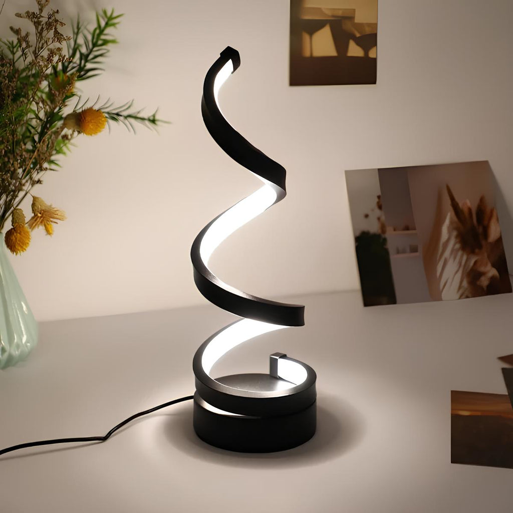 Modern Spiral LED Table Lamps with Dimmable Light