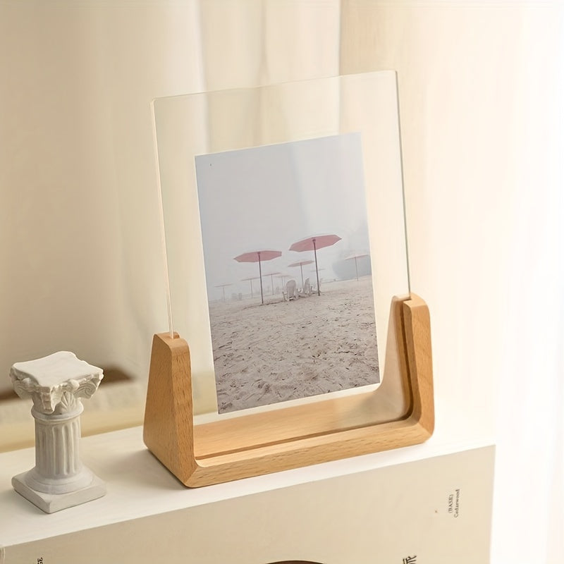 Acrylic Wood Photo Frame Modern Minimalist Desk Display - Image 3