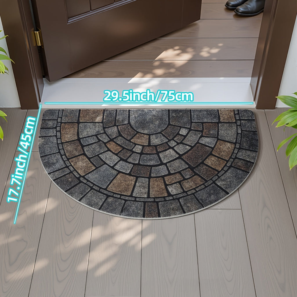 Half Circle Door Mat Non Slip Indoor Outdoor Mosaic Entryway - Image 5
