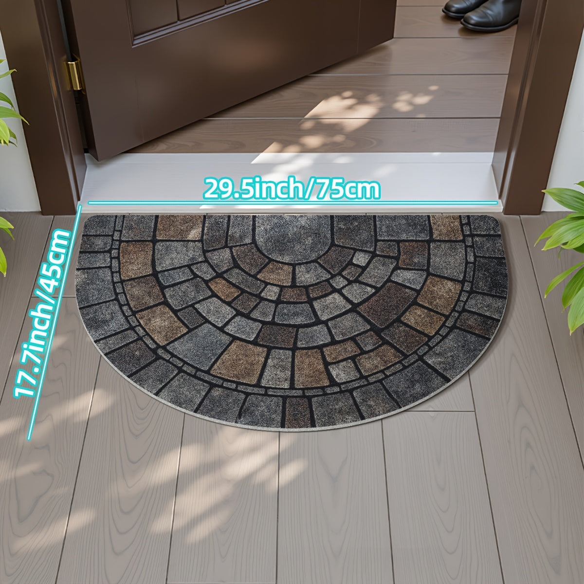 Half Circle Door Mat Non Slip Indoor Outdoor Mosaic Entryway - Image 5