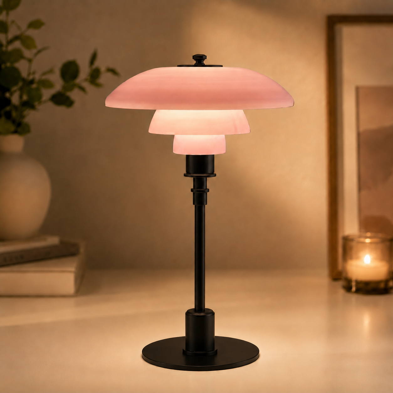 Scandinavian Bedside Table Lamp with Minimalist Glass Shade