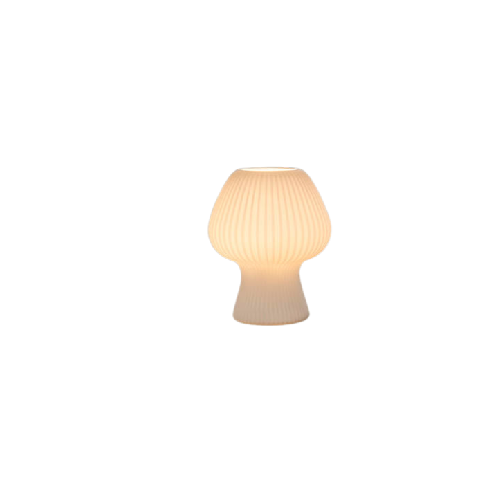 Vintage Bedside Table Lamp Ribbed Glass Mushroom Dimmable Nightstand Light - Image 9