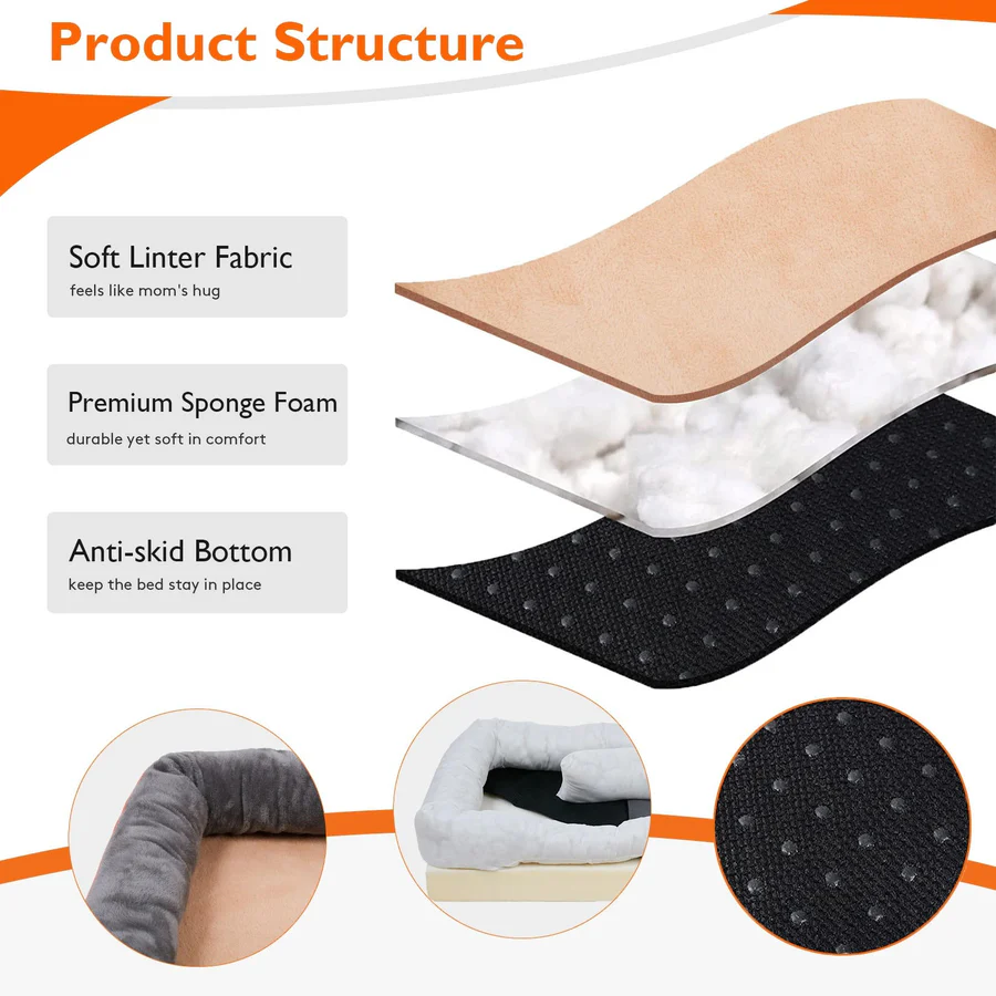 Orthopedic Dog Beds with Cushioned Sides