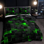 Stylish Bedroom Quilt Set Neon Geometric Print & Durable Finish